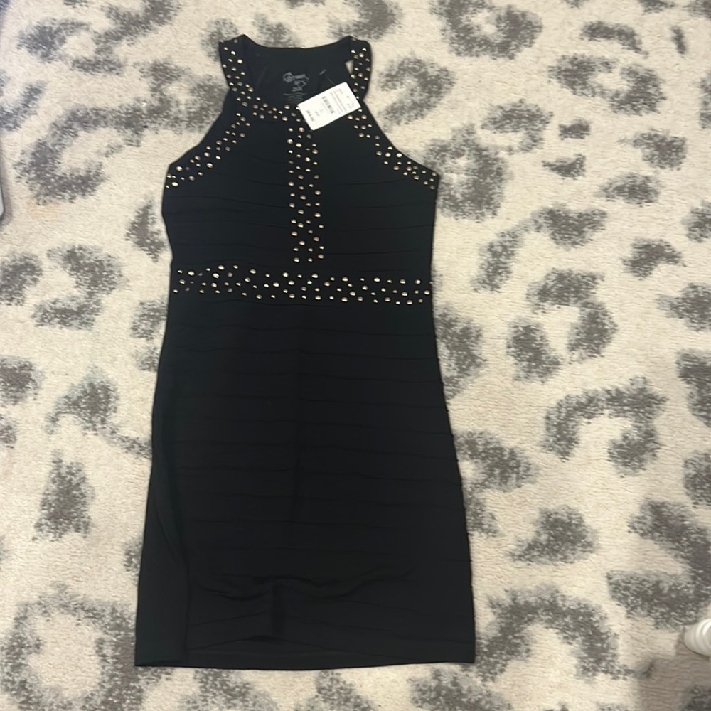 Flowers by Zoe Gold and Black Dress NWT Size JL